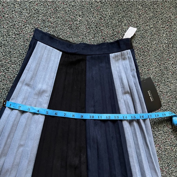 ZARA Blue & Black Color-block Small Pleated Stretch Knee-Length Midi Skirt Sz XS - Picture 15 of 16